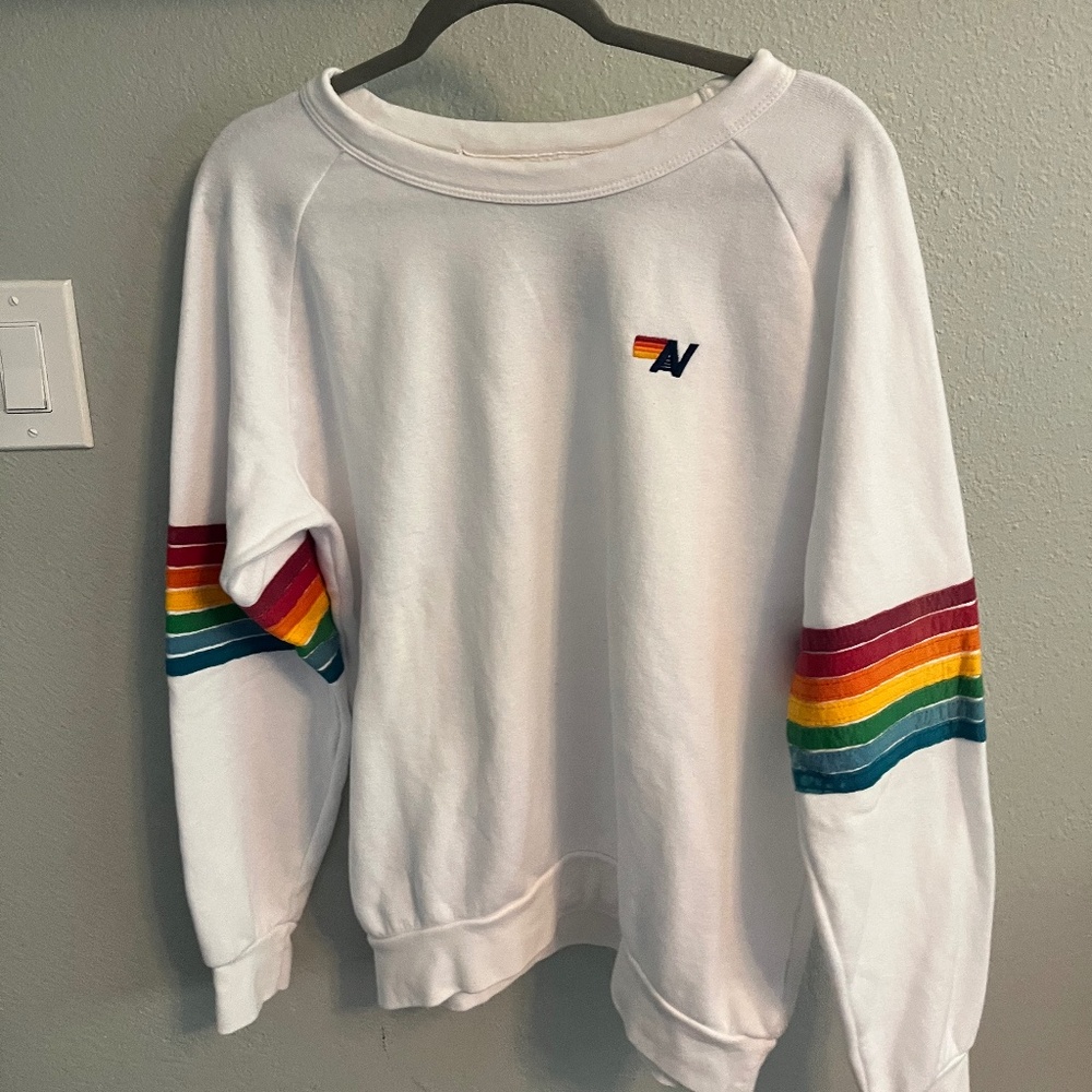 Aviator Nation OG White Crewneck Sweatshirt - M